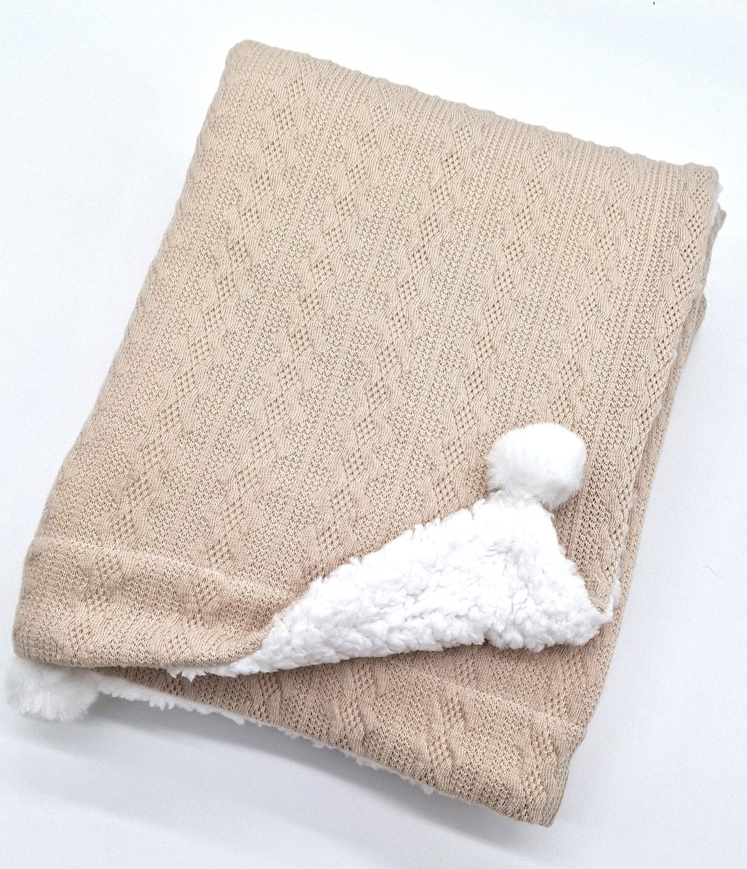 Personalised Embroidered Coffee Pink Knitted Pompom Blanket