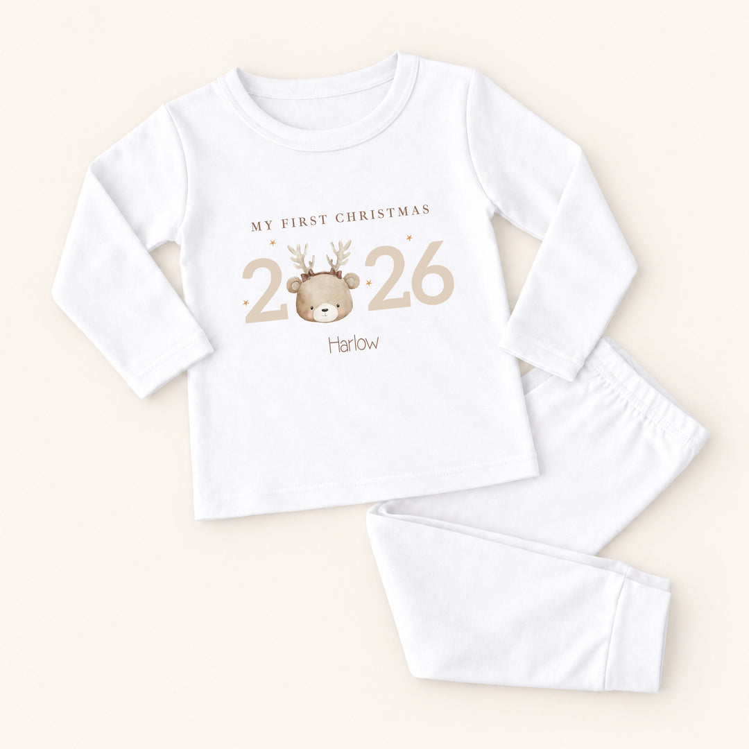 Personalised Bear Reindeer My First Christmas 2026 Pyjamas