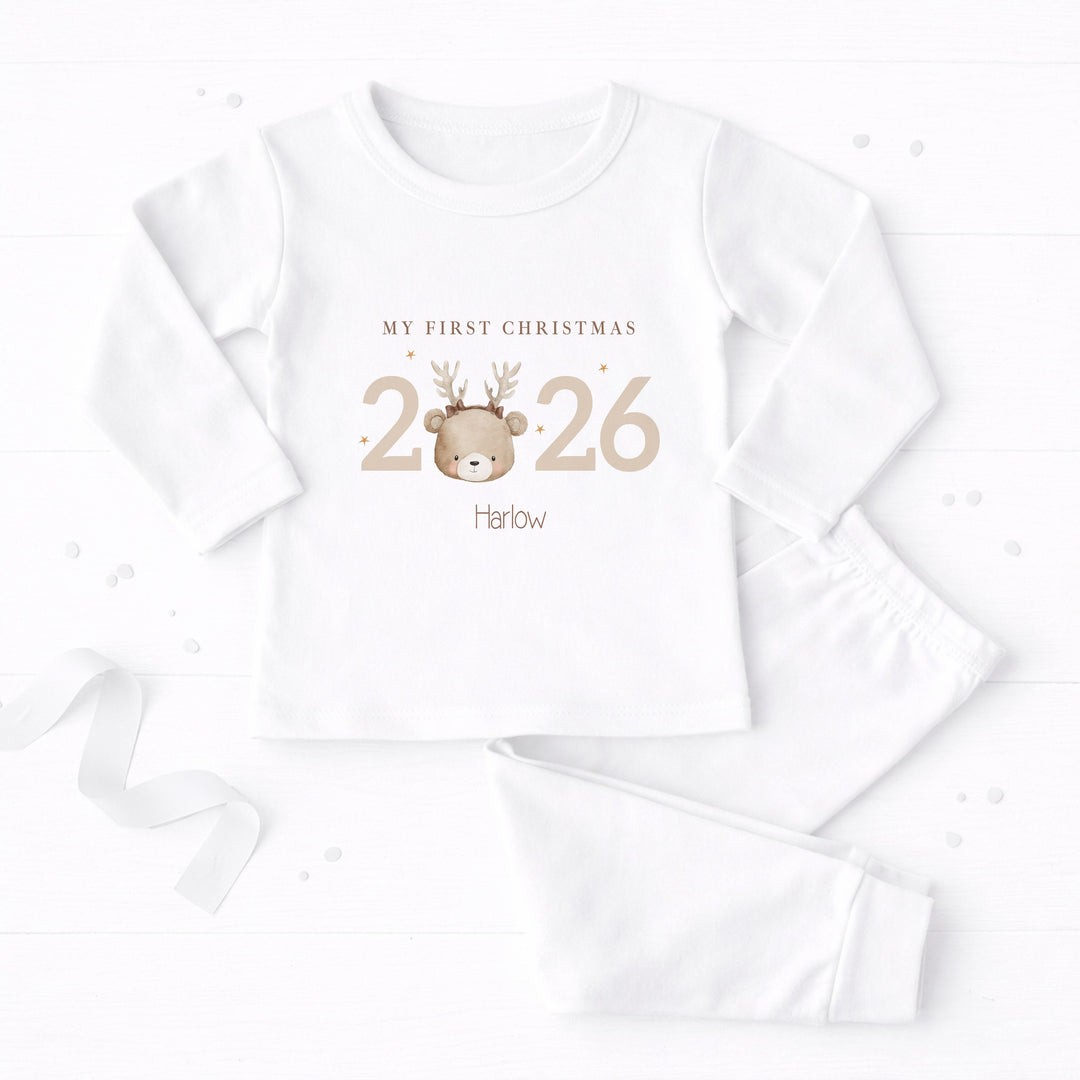 Personalised Bear Reindeer My First Christmas 2026 Pyjamas
