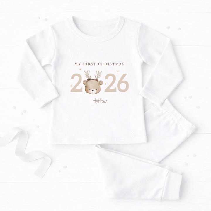 Personalised Bear Reindeer My First Christmas 2026 Pyjamas