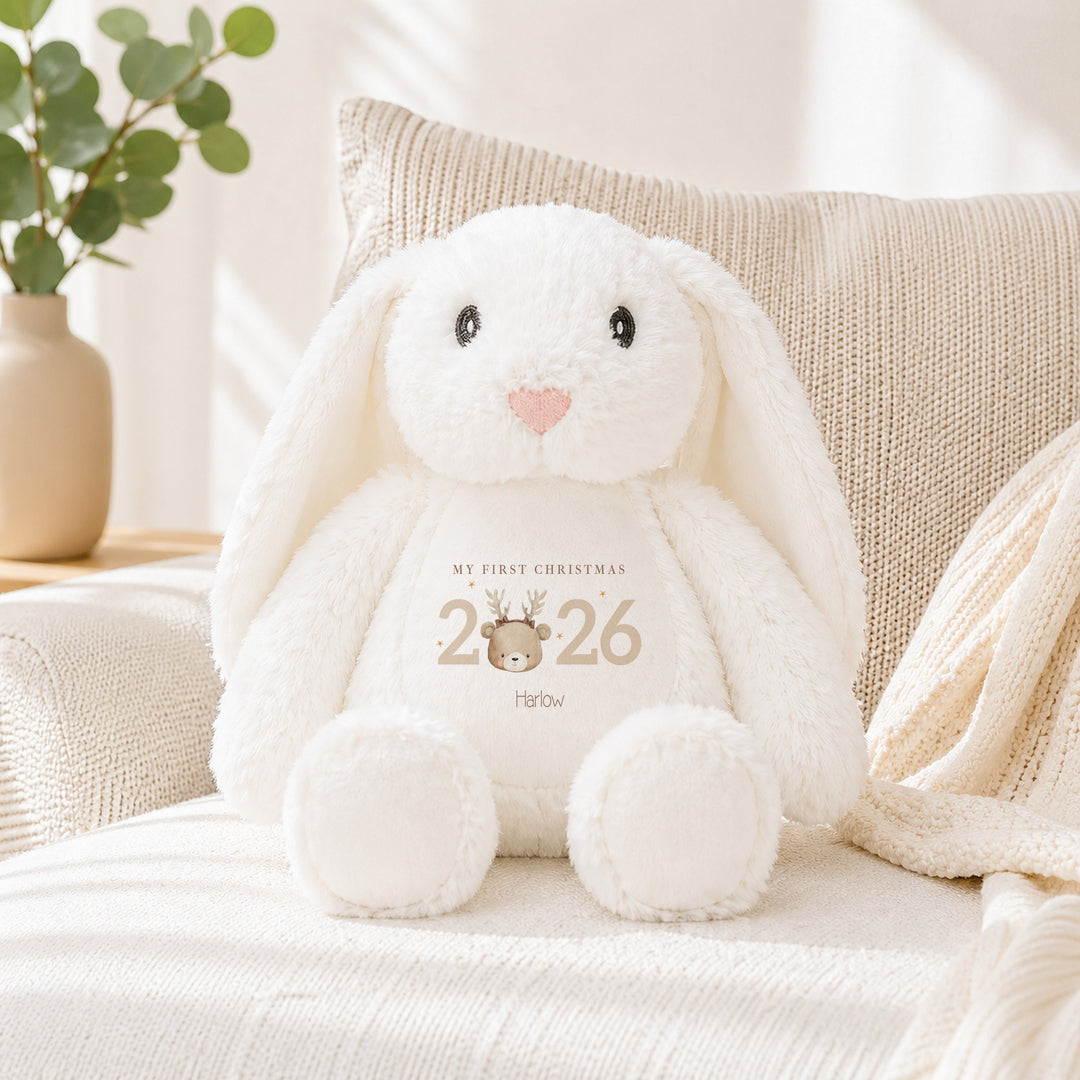 Personalised Bear Reindeer My First Christmas 2026 Soft Toy