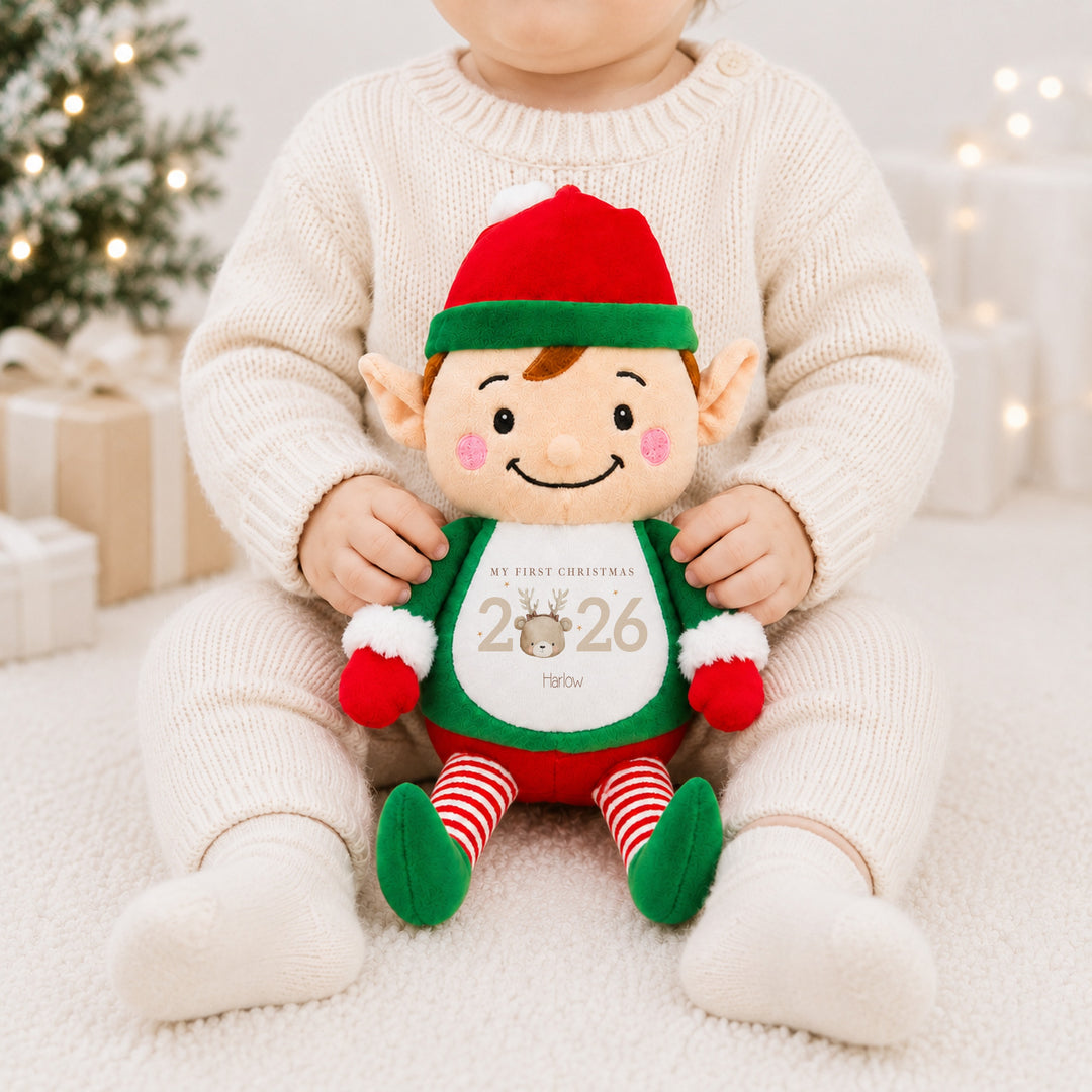 Personalised Bear Reindeer My First Christmas 2026 Soft Toy