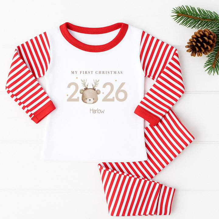 Personalised Bear Reindeer My First Christmas 2026 Pyjamas