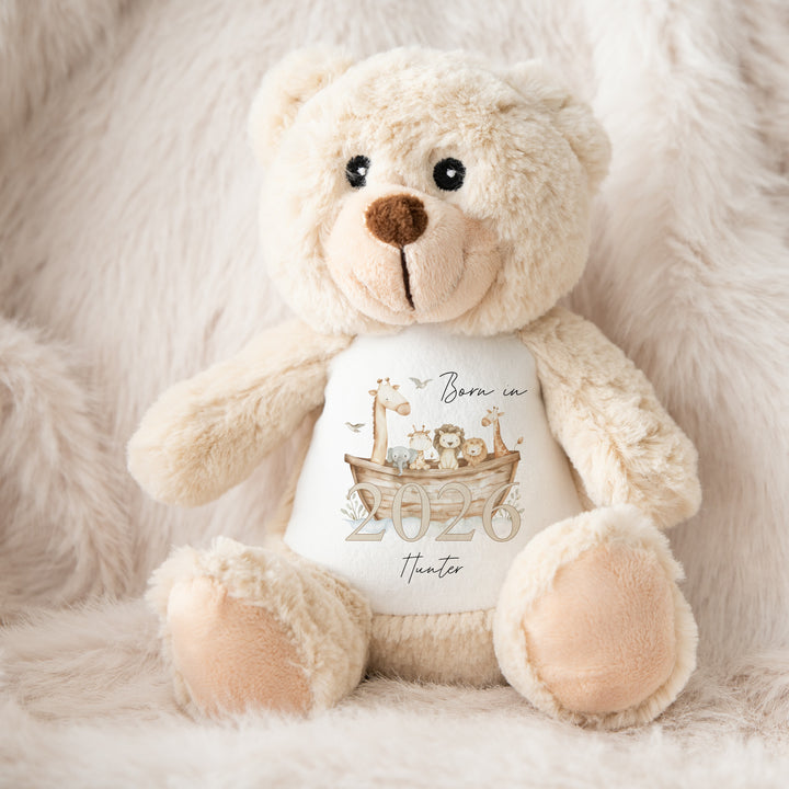 Personalised Animal Boat Born in 2026 Soft Toy
