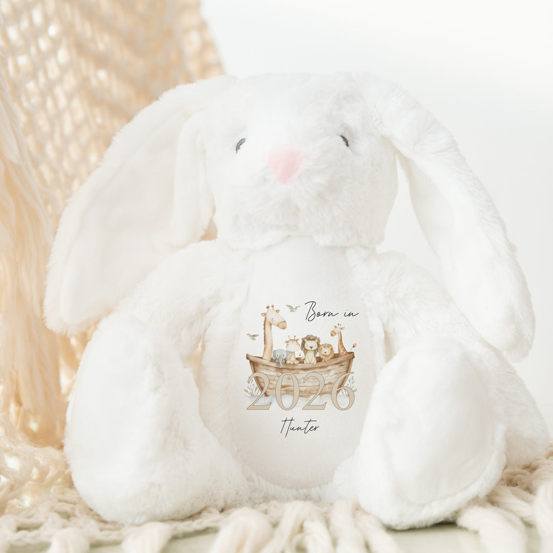 Personalised Animal Boat Born in 2026 Soft Toy