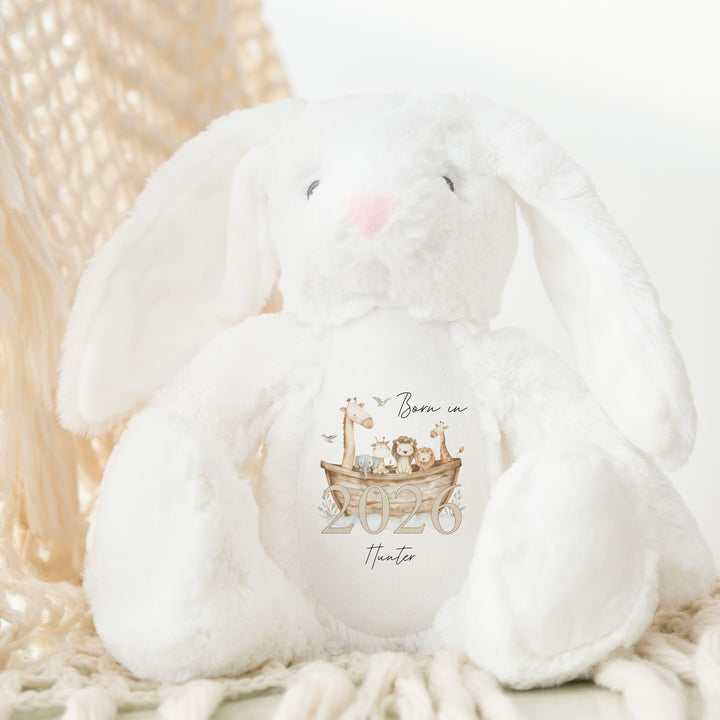 Personalised Animal Boat Born in 2026 Soft Toy
