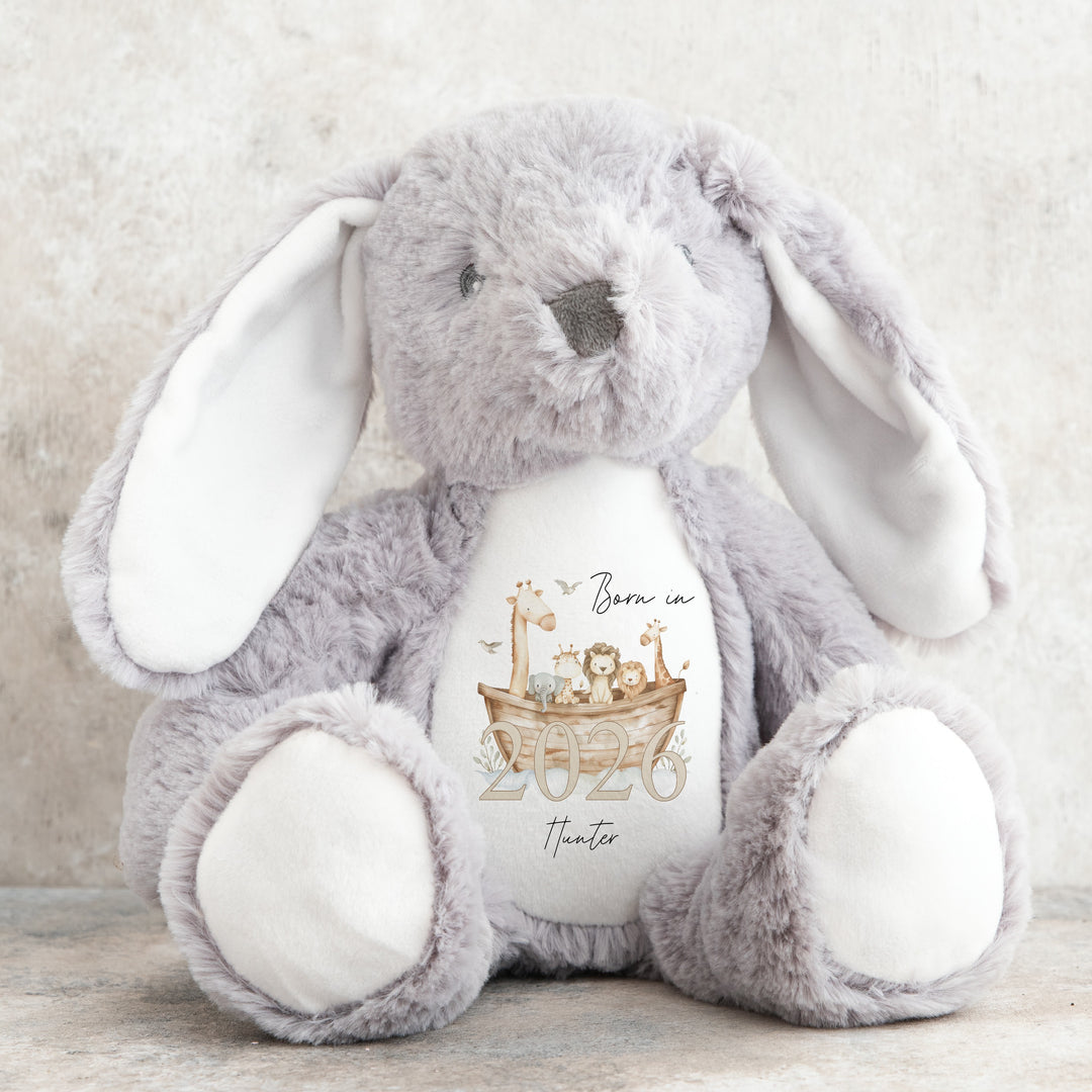 Personalised Animal Boat Born in 2026 Soft Toy