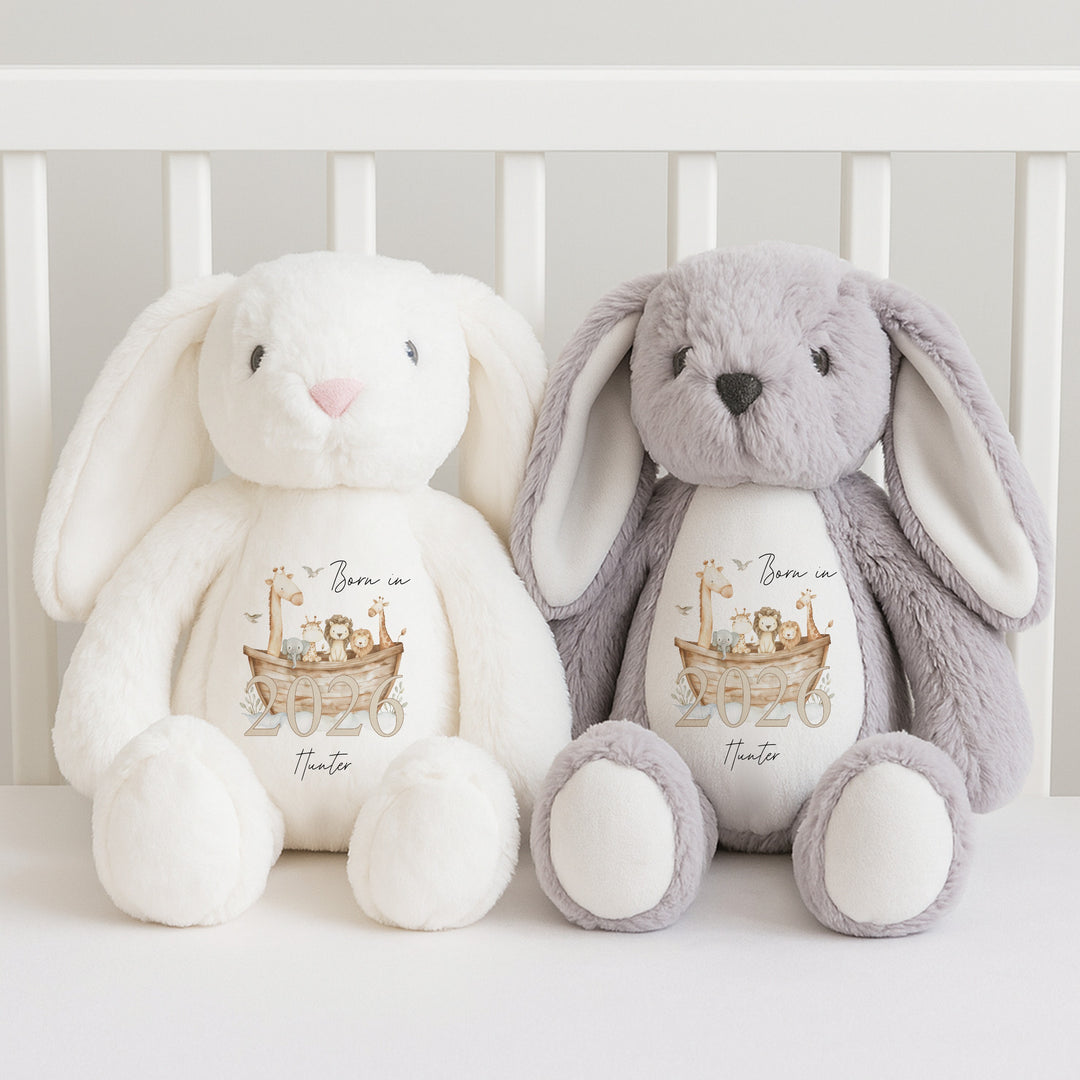Personalised Animal Boat Born in 2026 Soft Toy