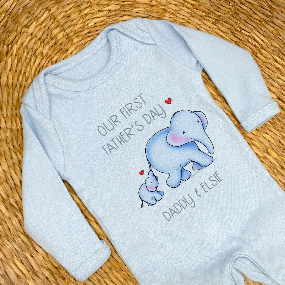 Personalised Blue Elephants Our First Father&