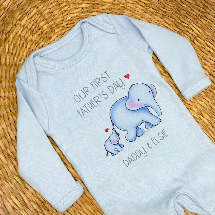 Personalised Blue Elephants Our First Father&