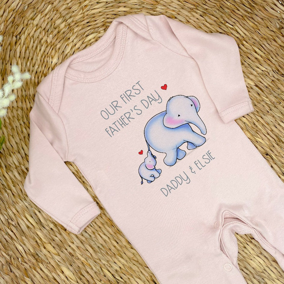 Personalised Blue Elephants Our First Father&
