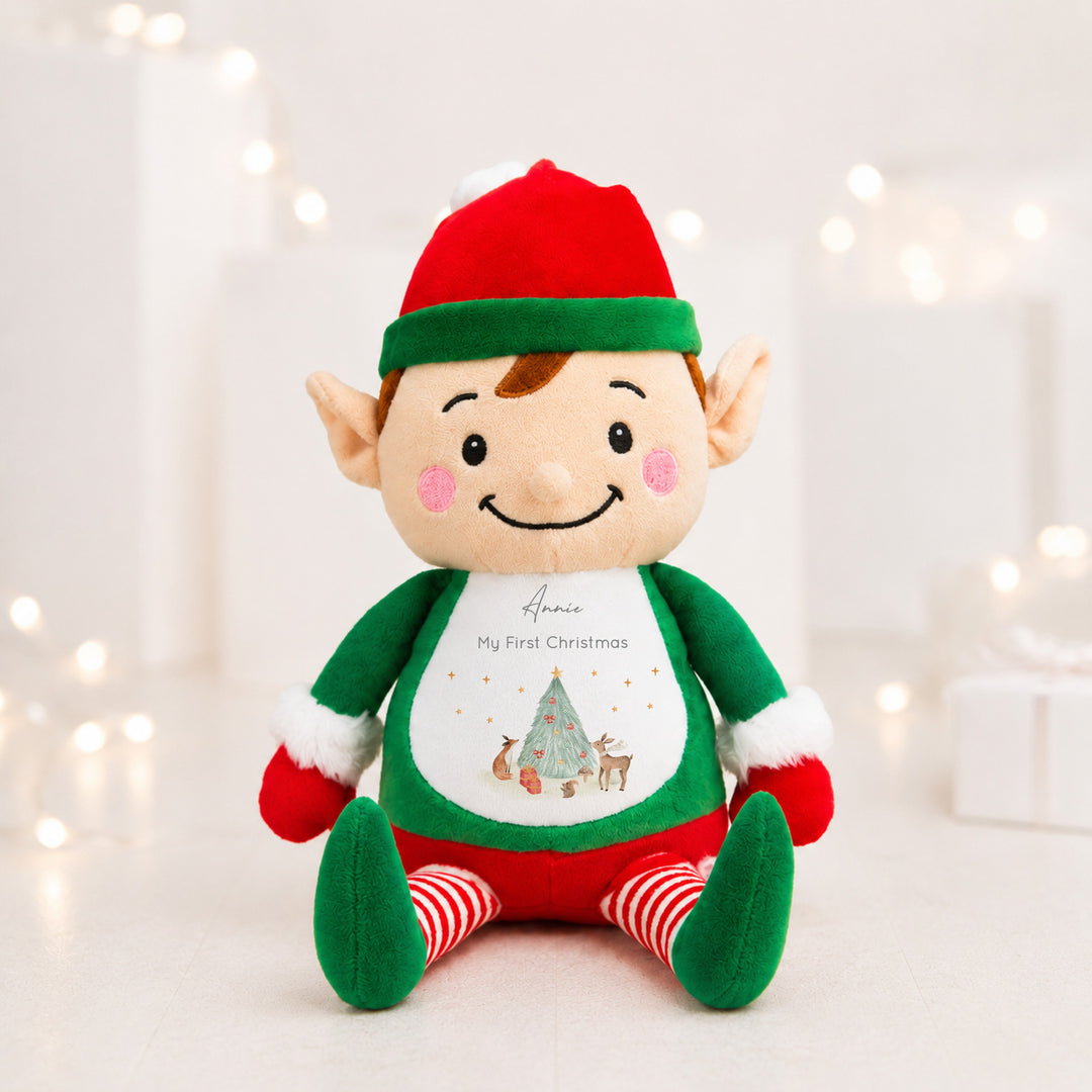 Personalised Woodland Scene My First Christmas Soft Toy
