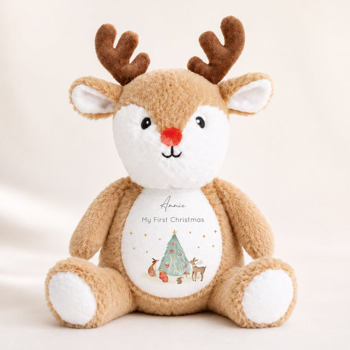 Personalised Woodland Scene My First Christmas Soft Toy