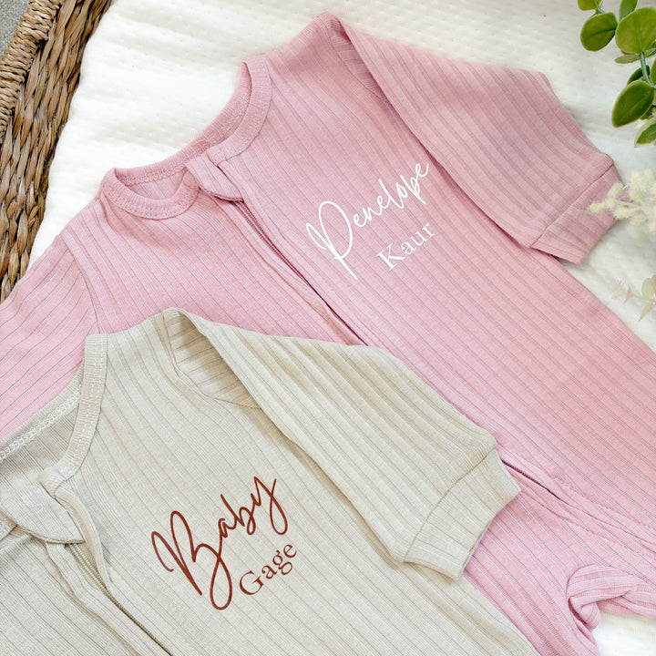 Personalised Double Name Ribbed Coming Home Outfits