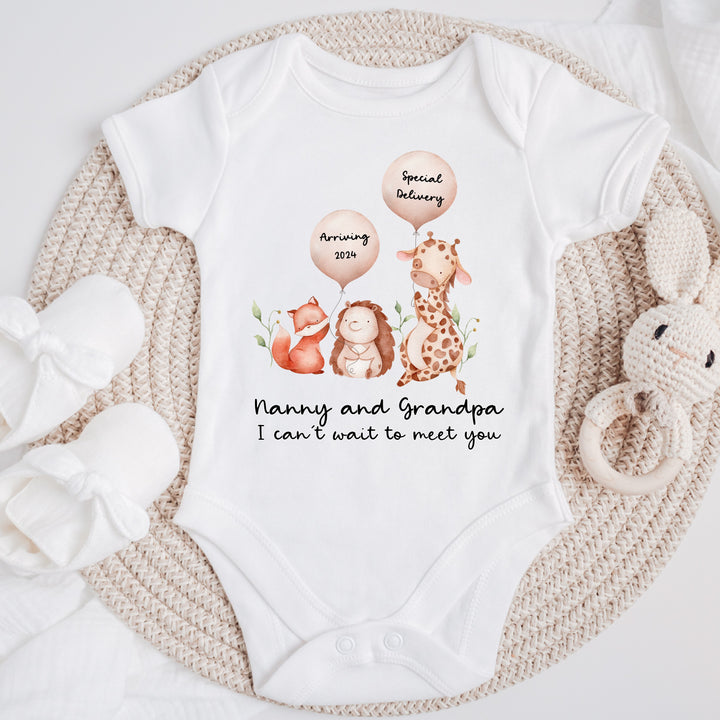 Nanny Grandad I Can't Wait To Meet You Baby Announcement Vest