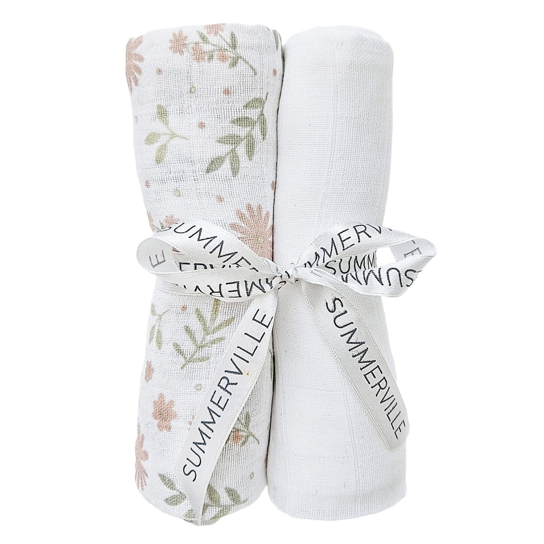 Organis Set of 2 Floral Baby Muslin Cloth