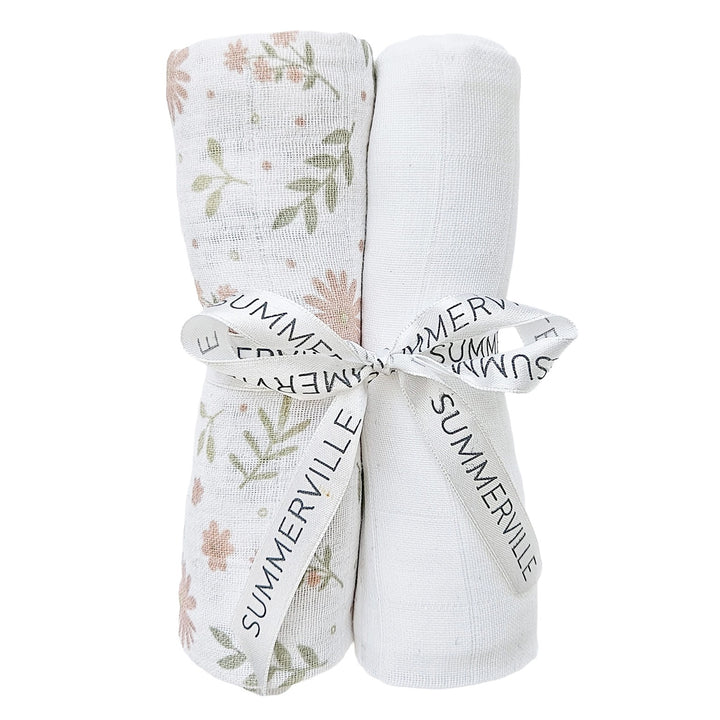 Organis Set of 2 Floral Baby Muslin Cloth