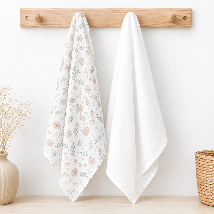 Organis Set of 2 Floral Baby Muslin Cloth