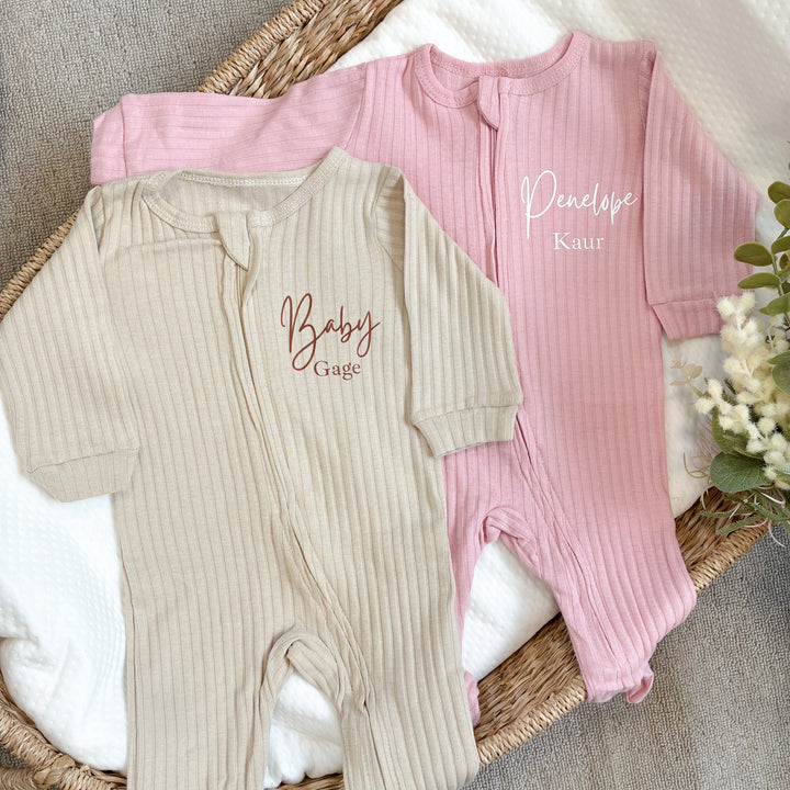 Personalised Double Name Ribbed Coming Home Outfits
