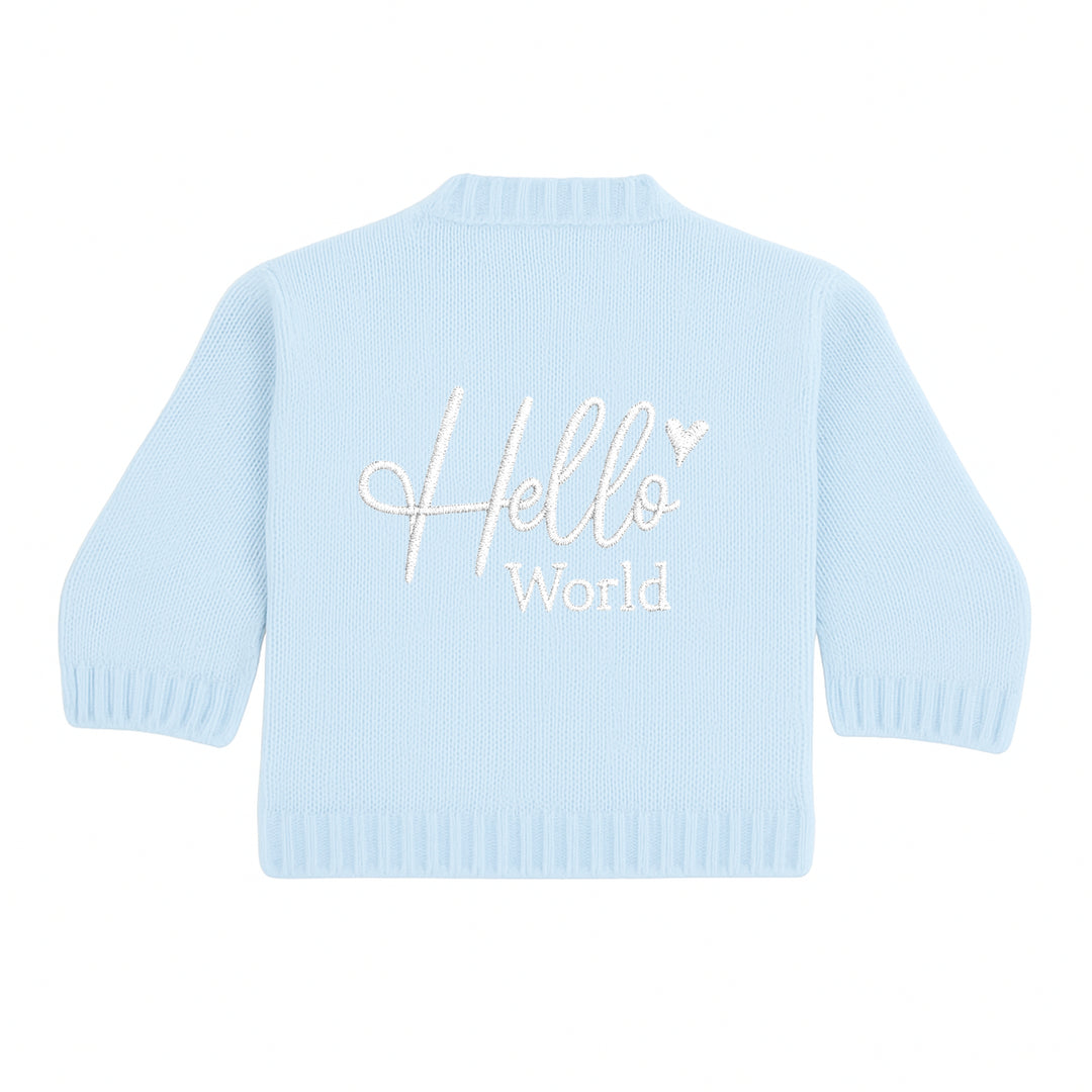 Embroidered Hello World Knitted Cardigan