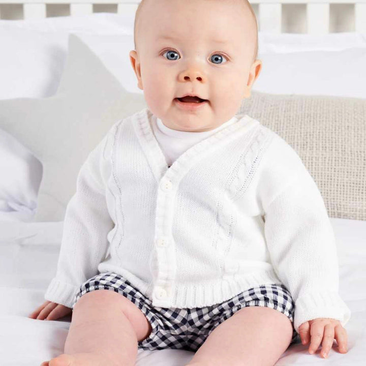 Embroidered Baby Knitted Cardigan White