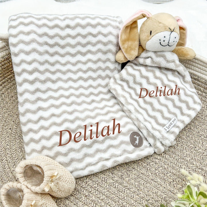 Personalised Beige Embroidered Blanket and Comforter