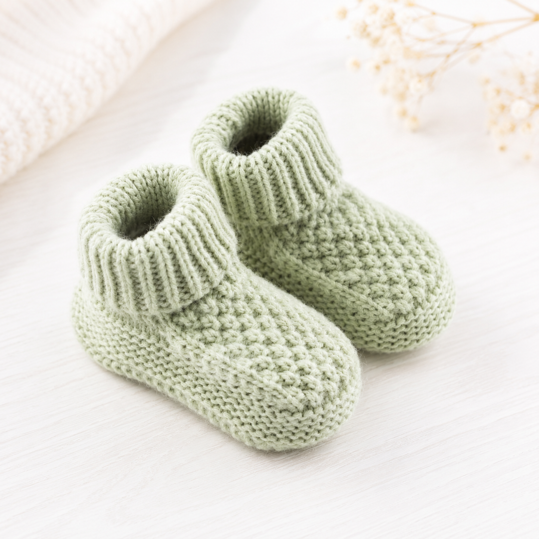 Sage Knited Baby Booties