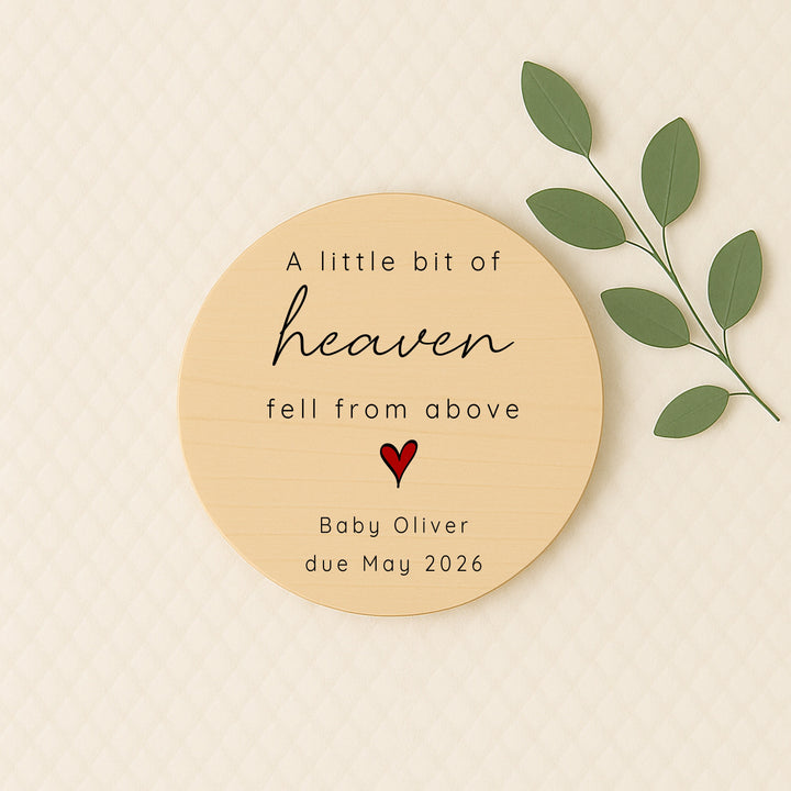 Personalised A Bit Of Heaven Wooden Announcement Plaque