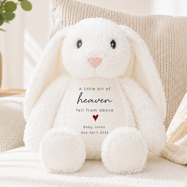 Personalised A Bit of Heaven Baby Announcement Rabbit