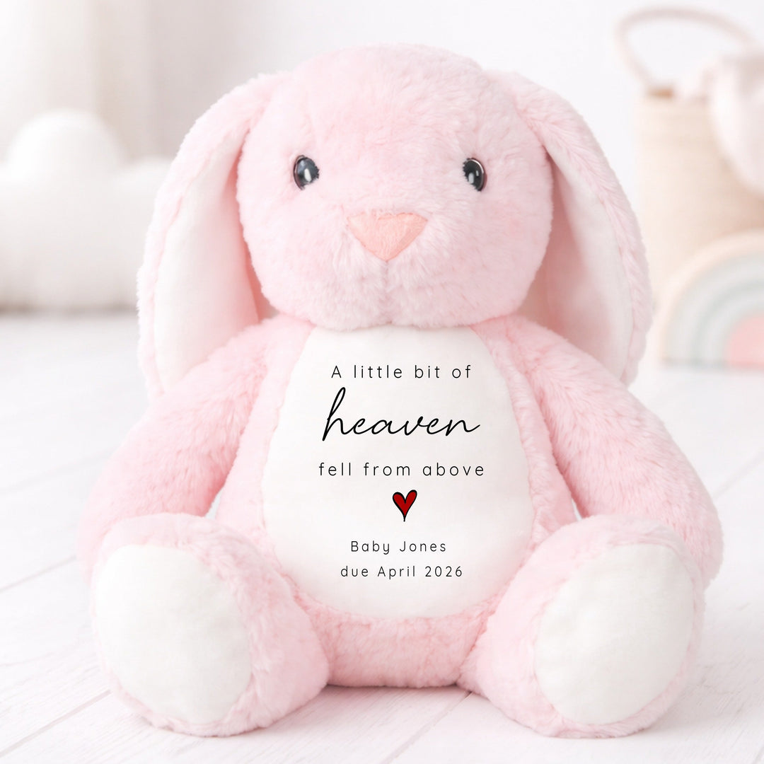 Personalised A Bit of Heaven Baby Announcement Rabbit