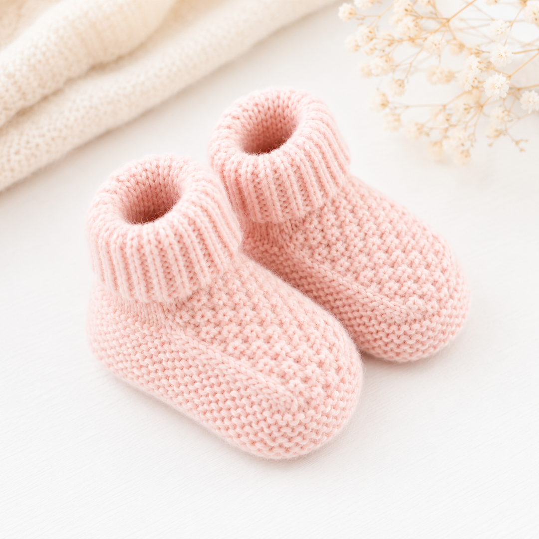 Pink Knited Baby Booties