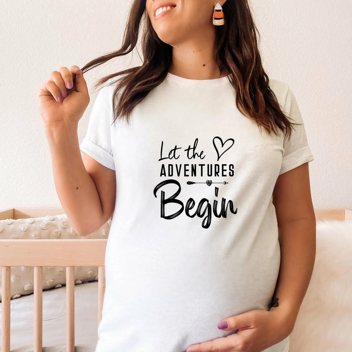 Let The Adventure Begin Maternity T-shirt | Black & White