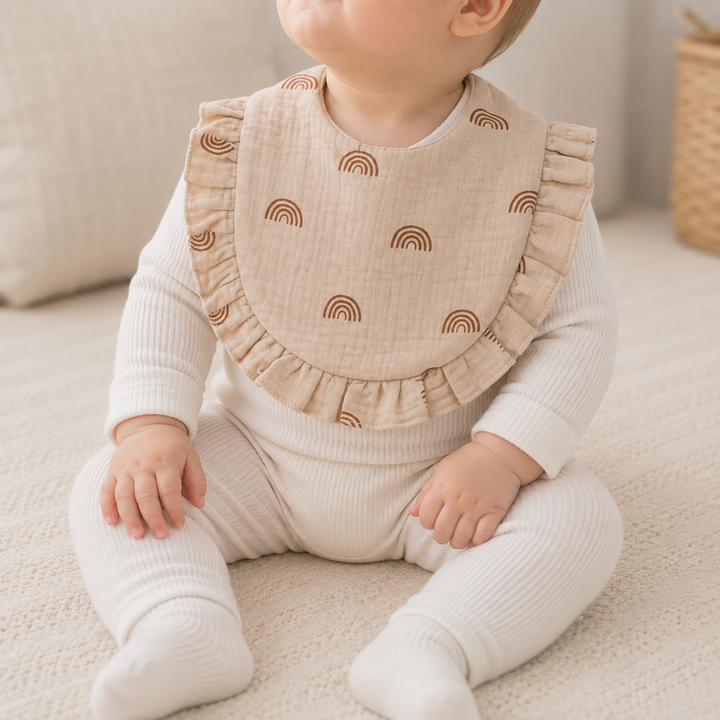 Beige Rainbow Baby Bib