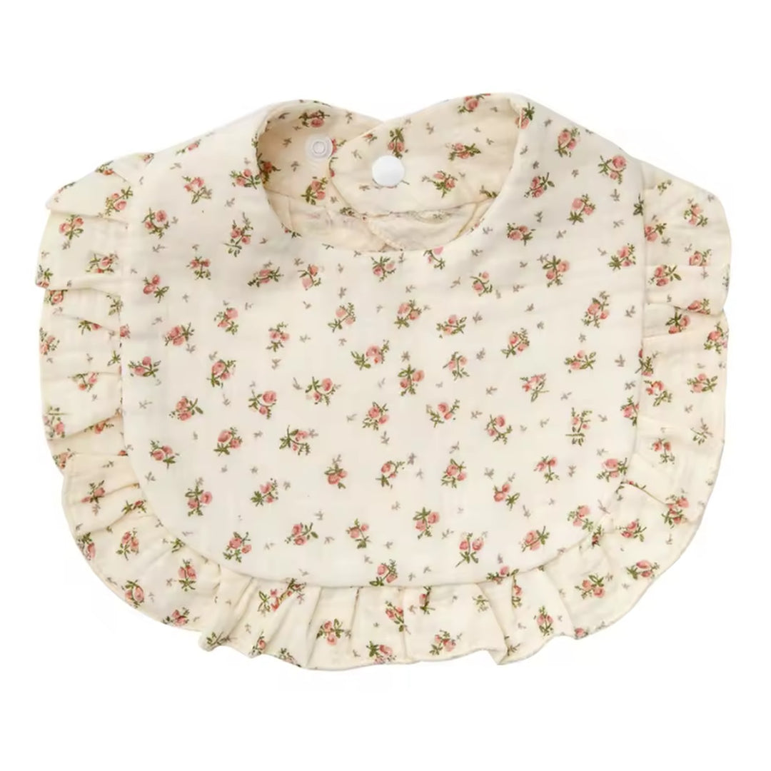 Cream Rose Floral Baby Bib