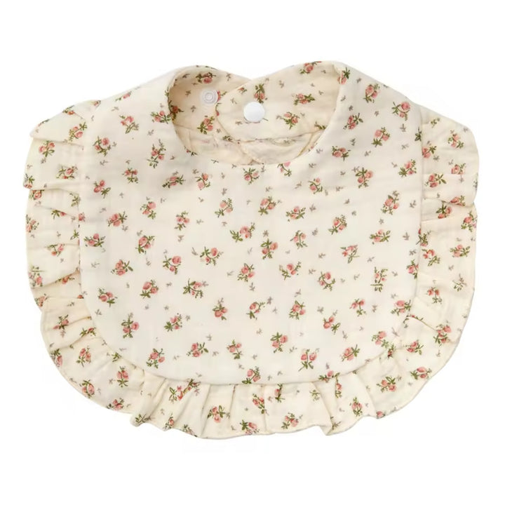 Cream Rose Floral Baby Bib