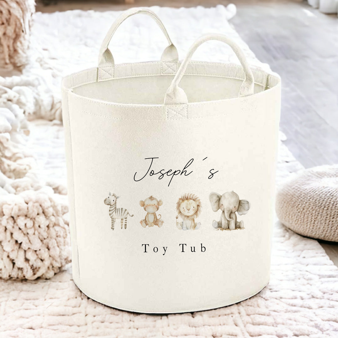 Personalised Water Colour Safari Toy Tub