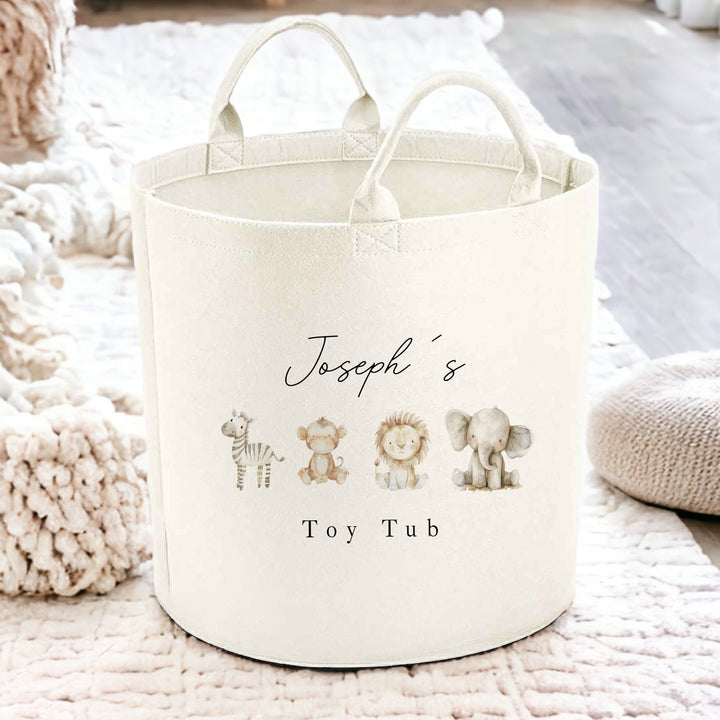 Personalised Water Colour Safari Toy Tub