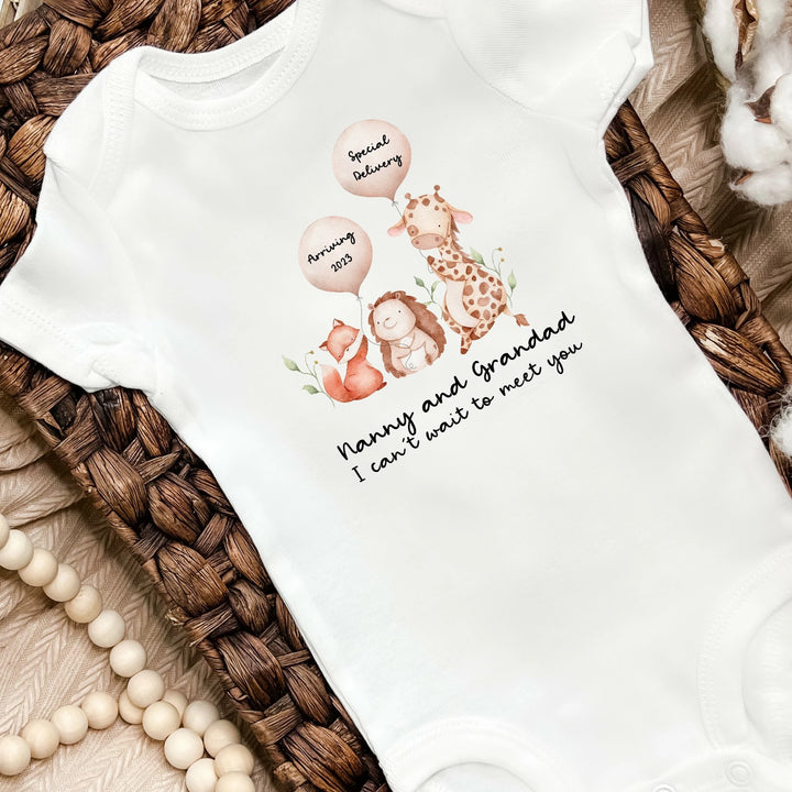 Nanny Grandad I Can't Wait To Meet You Baby Announcement Vest