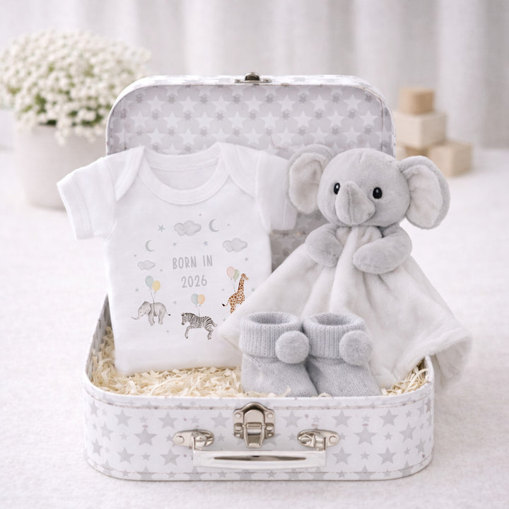 Unisex Grey Comforter and Vest Suitcase Gift Hamper