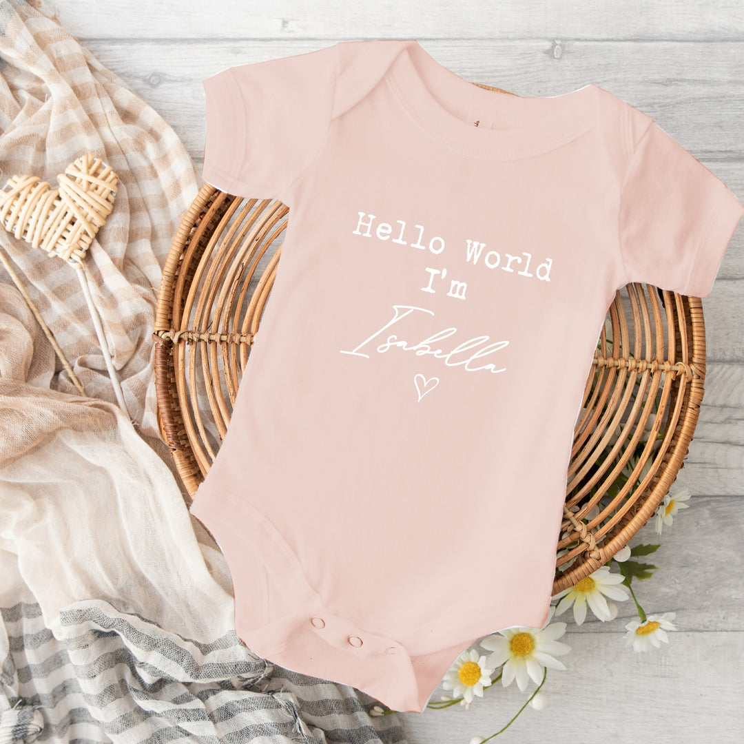 Personalised Hello World Babygrow with optional Heaband & Blanket