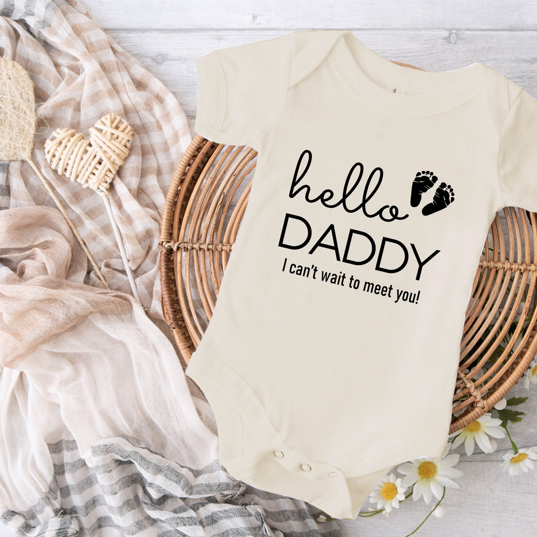 Hello Daddy Baby Announcement Vest White/Beige