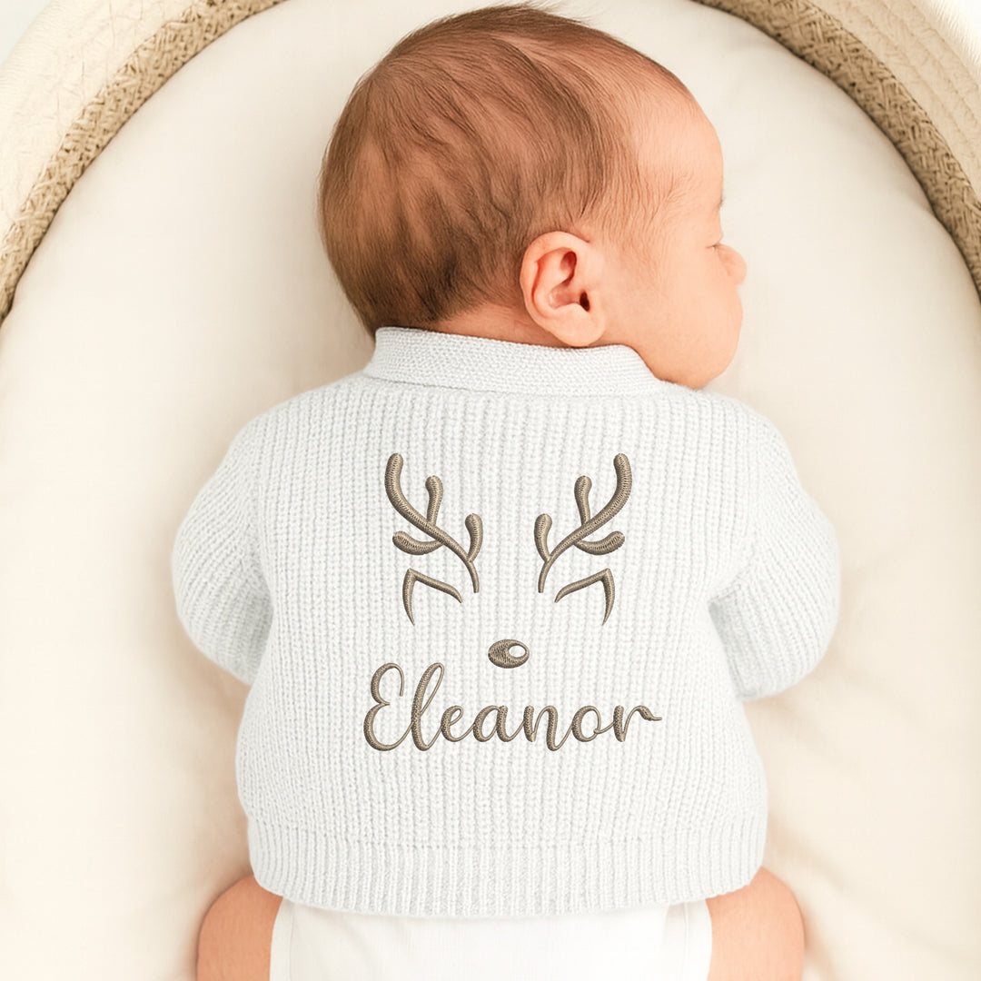 Personalised Reindeer Antlers Christmas Cardigan