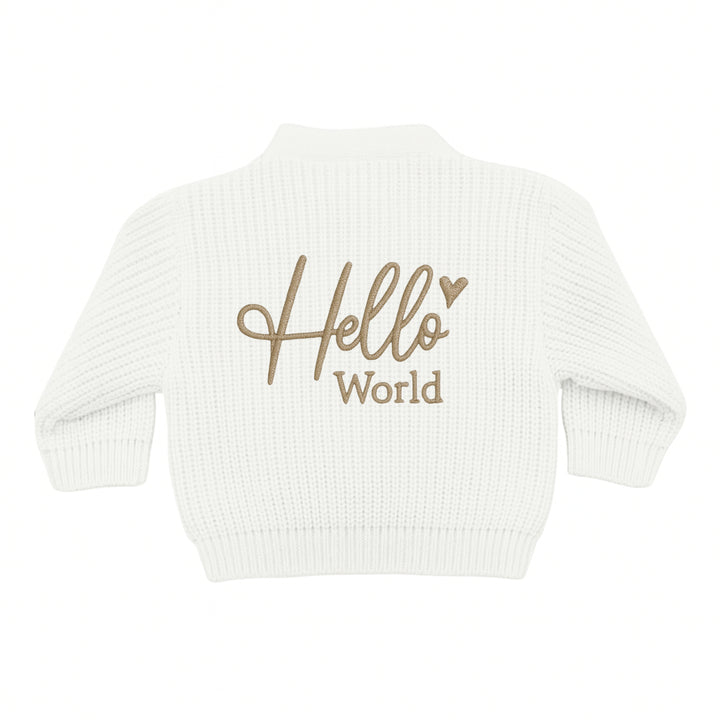 Embroidered Hello World Knitted Cardigan