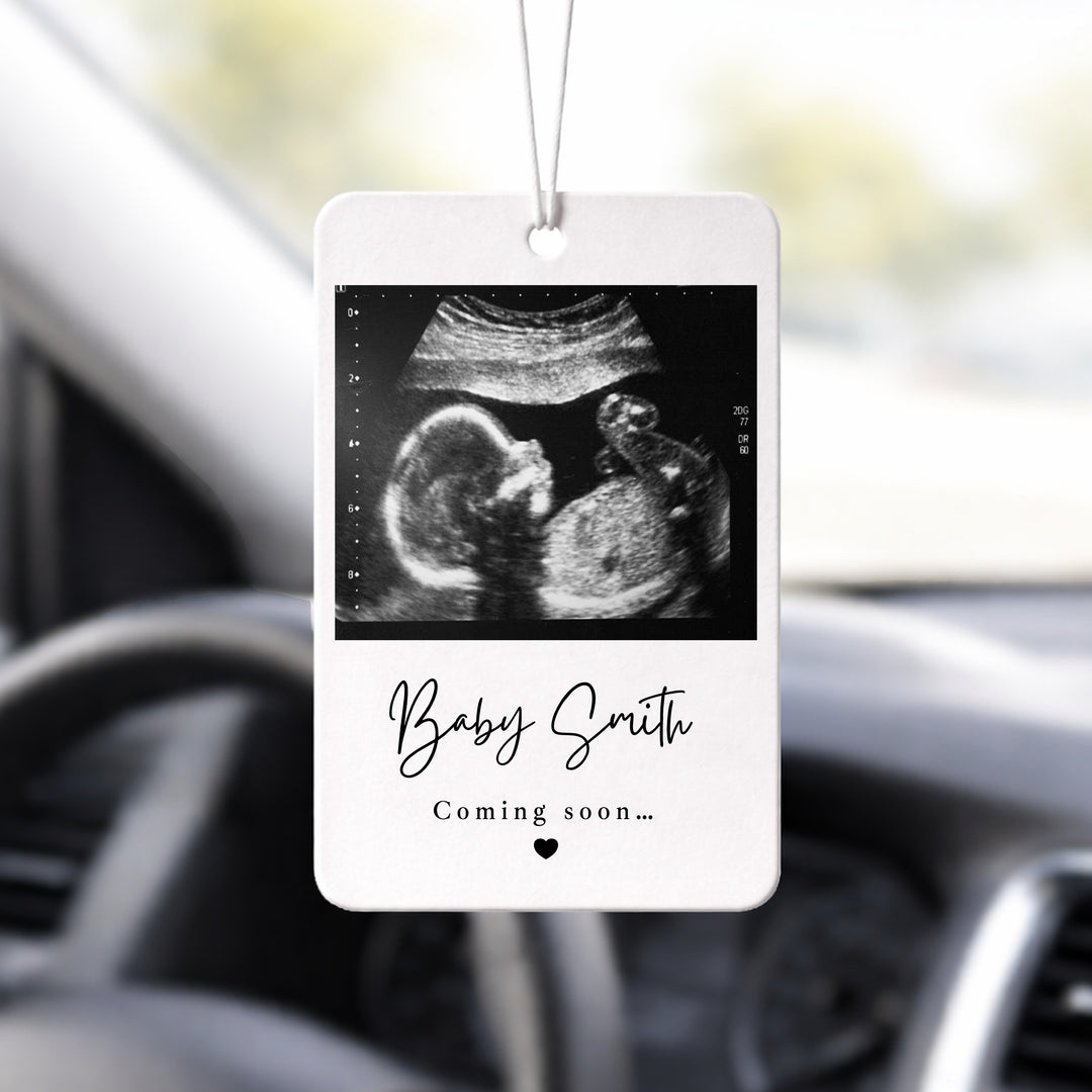 Personalised Baby Scan Coming Soon Car Airfreshener