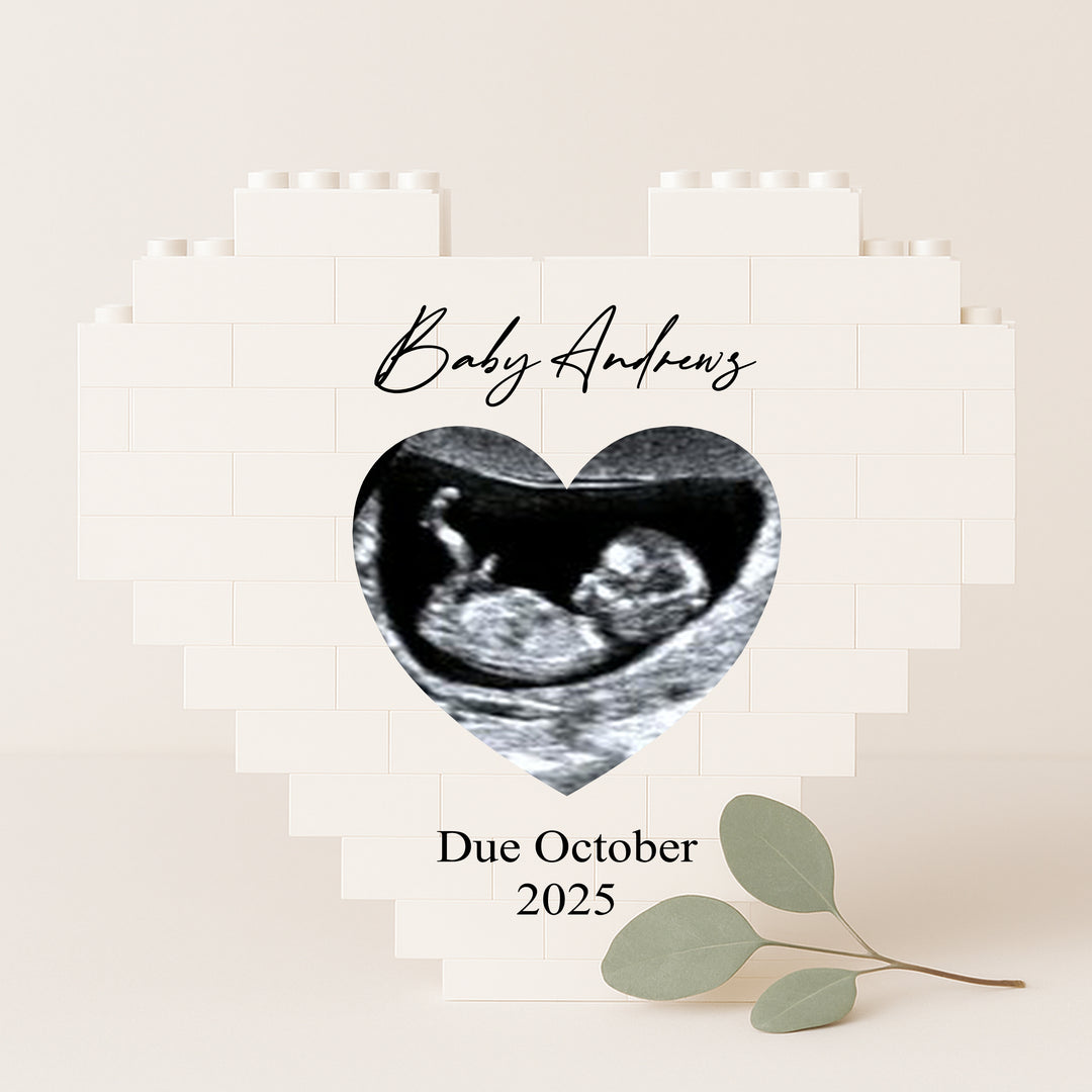 Personalised Heart Scan Baby Announcement Lego Blocks