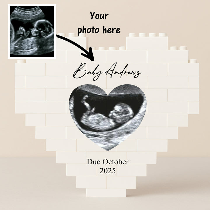Personalised Heart Scan Baby Announcement Lego Blocks