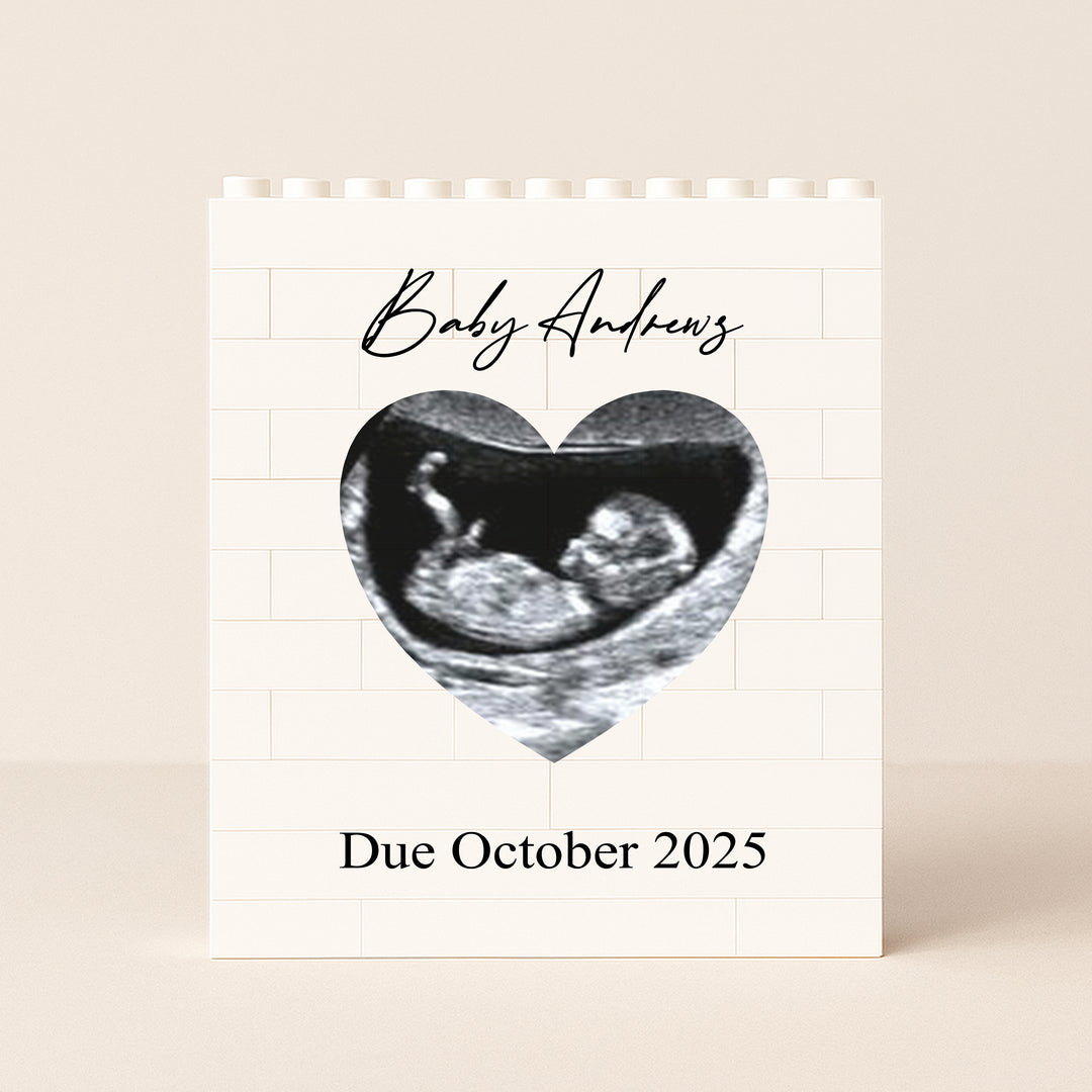 Personalised Heart Scan Baby Announcement Lego Blocks
