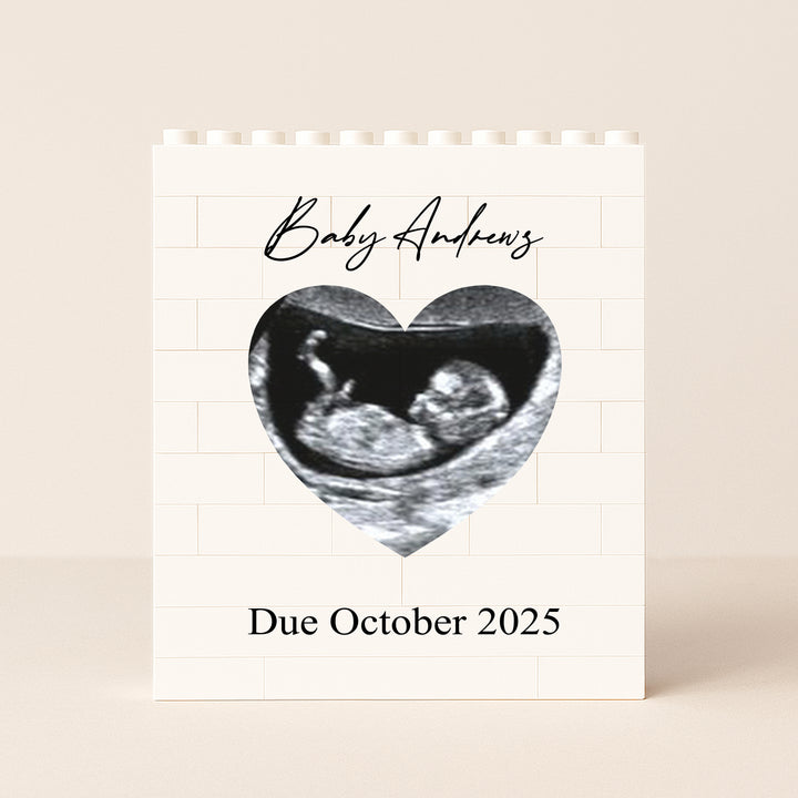 Personalised Heart Scan Baby Announcement Lego Blocks