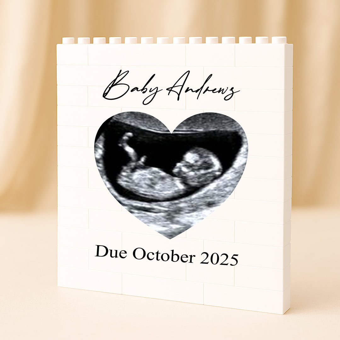 Personalised Heart Scan Baby Announcement Lego Blocks