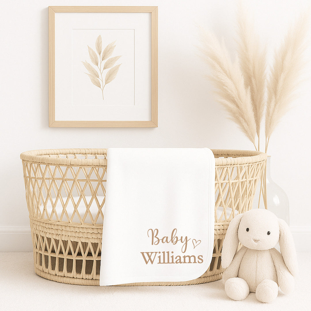 Personalied Beige Name Baby Vest &amp; Blanket Gift Set
